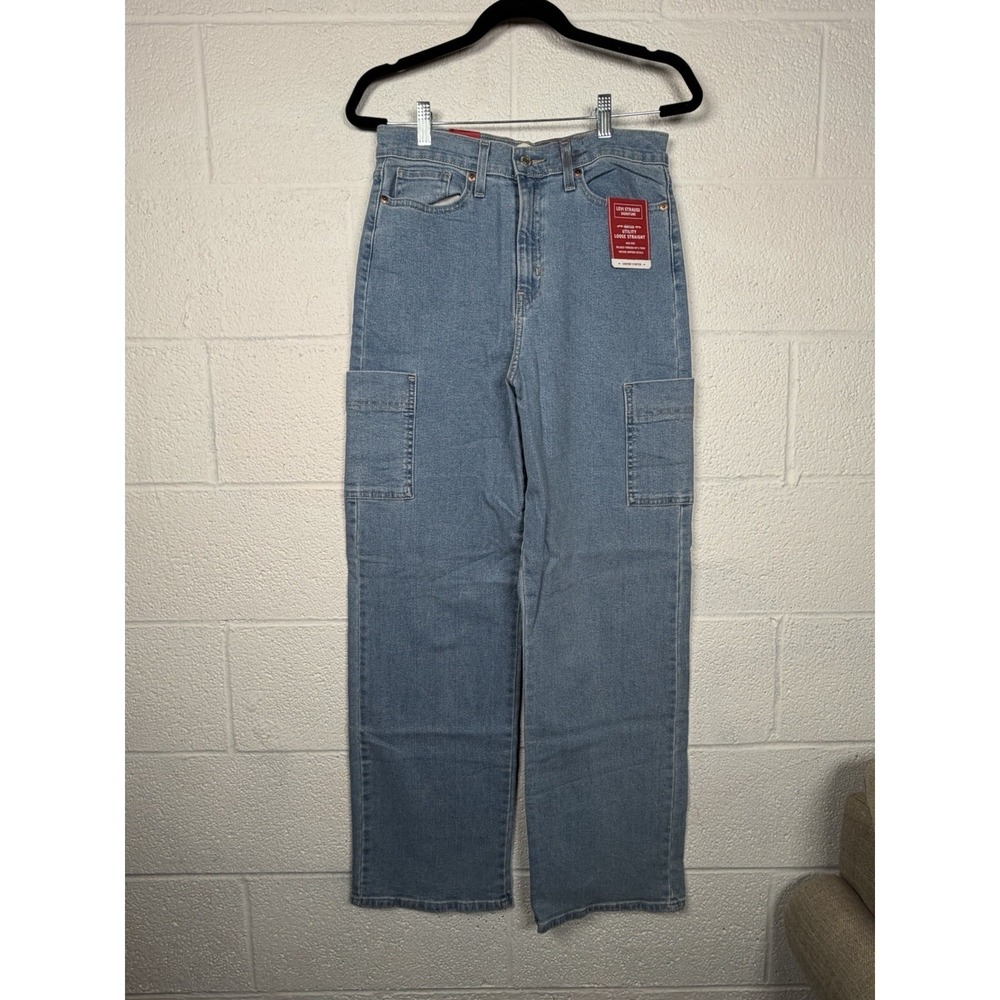 Levi Strauss Signature 8 W29 High Rise Loose Straight Cargo Jeans NWT